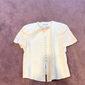 Christian Dior vintage Pink and White Striped Button-Up Blouse
